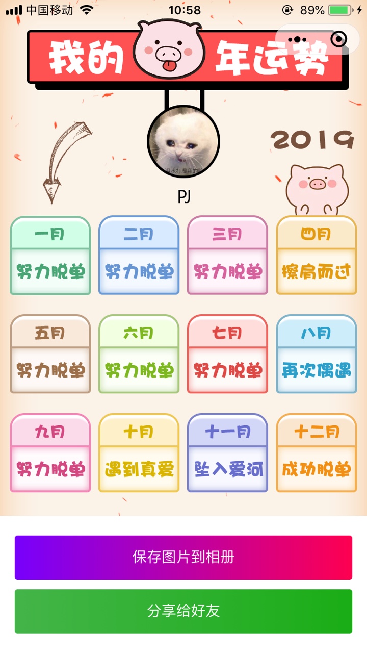 2019我的猪年运势测试游戏图片2