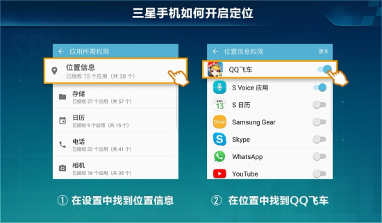 QQ飞车手游GPS怎么定位？小米/华为/苹果/三星/vivo/OPPO定位教程图片3