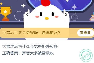 大雪过后为什么会觉得格外寂静？蚂蚁庄园11月12日答案最新汇总