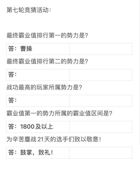 三国志战略版千盟赛第七轮答案大全 7赛季题目正确答案汇总图片2