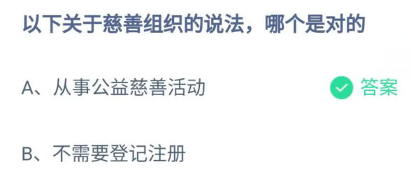 蚂蚁庄园5月15日答案最新-以下关于慈善组织的说法哪个是对的图片1